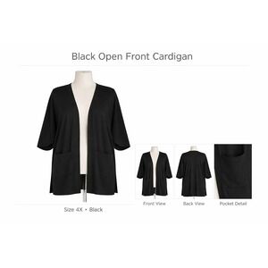 Isaac Mizrahi Live Womens Black Open Front Cardigan Pockets Plus 4X A398795 NEW